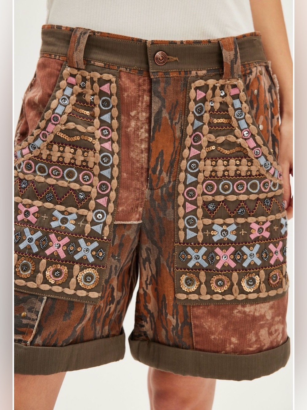 Free People One More Night Embroidered Shorts NWT
